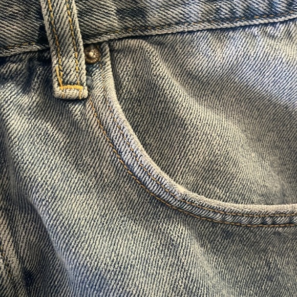 Forever 21 distressed raw hem denim button fly jean mini skirt Sz 30 - Picture 6 of 8